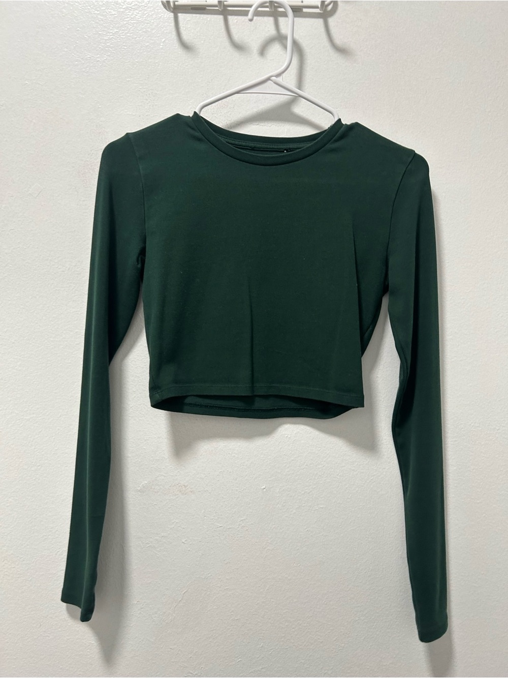 Zara Dark Green Long Sleeve Cropped Top